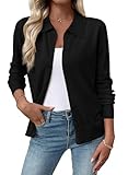 EVALESS Cardigan Sweaters for Women Lightweight Trendy Long Sleeve Lapel Collar Button Down Sweaters Fall Fashion 2025 Wool Blend Knit Cardigans Sweater Tops Fall Outfits Black X-Large