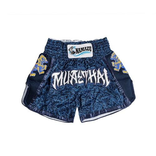 NAMAZU Muay Thai Shorts for Men and Women, High Grade MMA Gym Boxing Kickboxing Shorts Workout Training Grappling Martial Arts Fight Shorts Clothing. Blue
