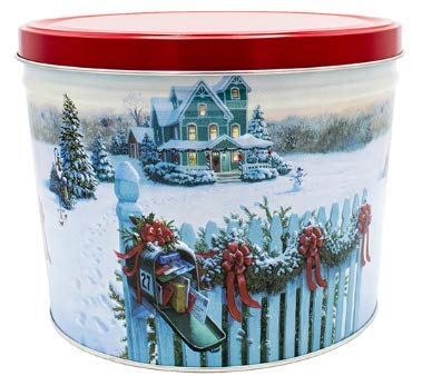 Gourmet Christmas mail popcorn tin gift