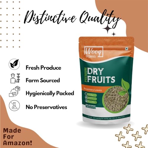 Image of Wooq Organics Dried Rosemary Leaves 50 grams, Enhance Flavor & Health with Fresh Aroma - 100% Natural Herb for Culinary Delights
