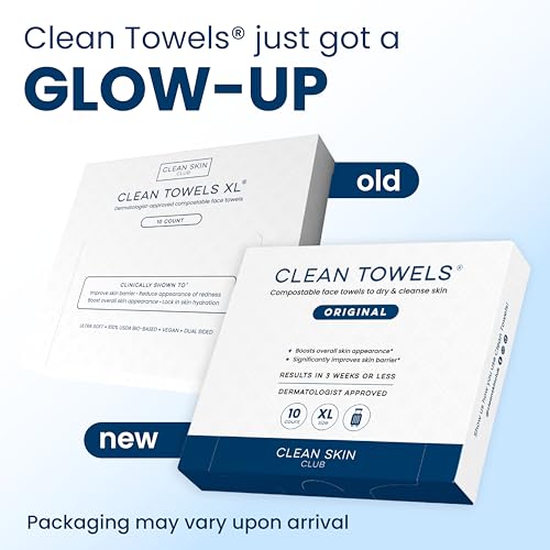 Clean Skin Club Clean Towels XL®, Travel Packs 100% USDA Biobased Disposable Face Towel, Eczema Association Accepted,Dry Wipes, TSA-Approved Travel Essential,10 ct per pack, 3 Packs, 30 Ct Total