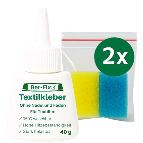 BER-Fix pegamento para tela lavable a 95° resistente a planchado a 180° sin planchar (40 ml)