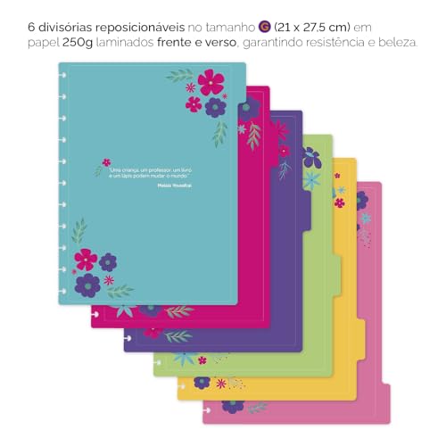 Divisórias Iscool P/Caderno De Disco G Coleções Florescer