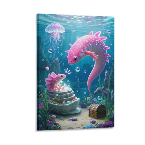 Décoration murale axolotl affiche tableau salon chambre 50x75