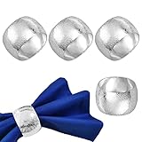 Serviettenringe, 5 Stück Serviettenringe Silber, Weihnachten Serviettenringe Halter für Weihnachten, Abendessen, Hochzeitsfeier (Silber)