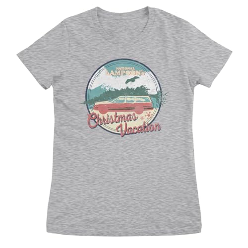 National Lampoon's Christmas Vacation Officially Licensed Lampoon's Christmas Vintage Patch Women T-Shirt (Heather Grey), Medium