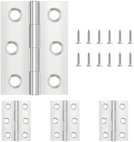 Leryati Scharniere Klappbar 68mm × 38mm,4 Stk Scharnier Edelstahl Klappbar | Scharnierband Klein Türscharnier für Türen Fenster, Klavierband Scharnier mit 24 Stück Schrauben