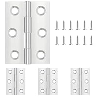 8 Stück Scharniere Klappbar 68mm × 38mm, Leryati Scharnier Edelstahl Klappbar Scharnierband Klein Türscharnier für Türen Fenster, Klavierband Scharnier mit 48 Stück Schrauben