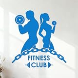 Pegatinas artísticas de vinilo Gimnasio Club Culturismo Gimnasia Motivación Deportes 36x37.8cm Incluye kit de película de transferencia Azul