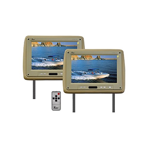 T-View Tview T110pltan 11.2" Tan Car Headrest Widescreen Lcd Monitors W/ Remotes