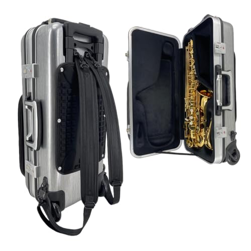Conboxus Alto Saxophone Case With Wheels,Carbon Fiber Alto Sax Case Trolley Bag with Music sheet...