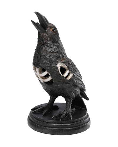 Bdor 11 Inch Halloween Crow Decor, Gothic Raven Resin Centerpiece, Light Up Crow Collectible Figurine For Halloween Indoor Holiday Party Home Decoration cover
