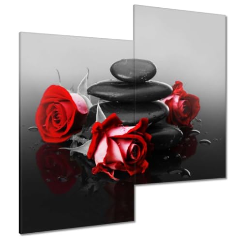 Toile imprimée SPA roses rouges 60x60 cm pour habiller un mur vide