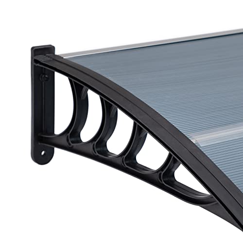 Matico 60" Outdoor Clear Door Awning Patio Window Cover Polycarbonate Rain & Snow Protection, Modern Smoky Gray Hollow Sheet With Uv Protection Cover, Window Door Awning Canopy #TOP6