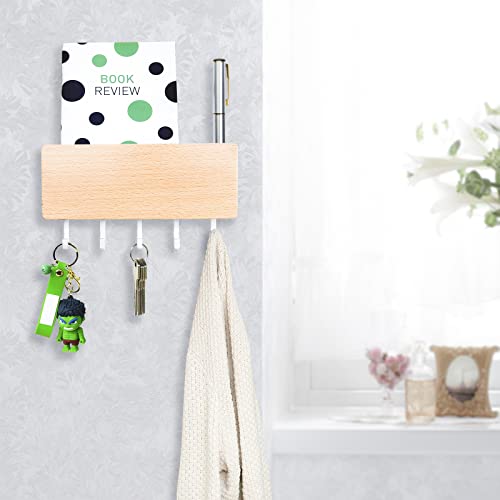 Miniatura 4 de Echehi Colgador Llaves Con 5 Ganchos, Cuelga Llaves Pared Fáciles De Instalar, Colgador Llaves Pared Pequeño, Perchero, Estante Para Cartas, Adecuado Para Areas De Entrada Y Detrás De Puertas. Blanco