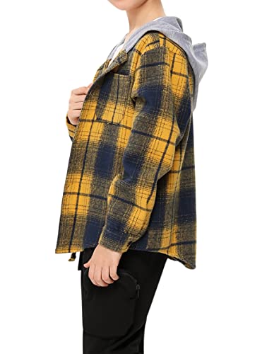 Kukume Boys Girls Button Down Hooded Plaid Shirt Long Sleeve Jacket Top Fall/Winter Shirts With Hood For Kids 5-6 Years #TOP2