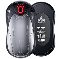 OUTJUT Dual-Sided Hand Warmers Rechargeable 12000mAh, Electric Hand Warmer Split 2 Pack, Portable Pocket Warmer Reusable 3 Quick Heating Modes, Ideal Warm Gift for Golf, Hiking and Skiing-Grey