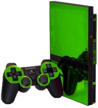 Lime Chrome Mirror - Vinyl Decal Mod Skin Kit by System Skins - Compatible with PlayStation 2 Slim Console
