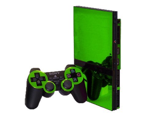 Lime Chrome Mirror - Vinyl Decal Mod Skin Kit by System Skins - Compatible with PlayStation 2 Slim Console