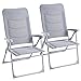 LIFERUN Campingstuhl Faltbar Leicht 2er Set, Aluminium Hochlehner Gartenstuhl gepolstert, Verstellbar Klappstuhl mit Armlehnen Kopfstütze, Balkonstuhl bis 150kg, Klappsessel Garten Terrasse Angel