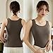 Thickened Warm Tank Top with Shelf Bra, Mochiinii Thickened Warm Tank Top with Shelf Bra (Standard, Brown+Black+White, L)