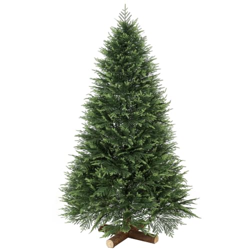 Image of HOMCOM 7ft Artificial Christmas Tree, Auto Open, Fir Wood Base, Green