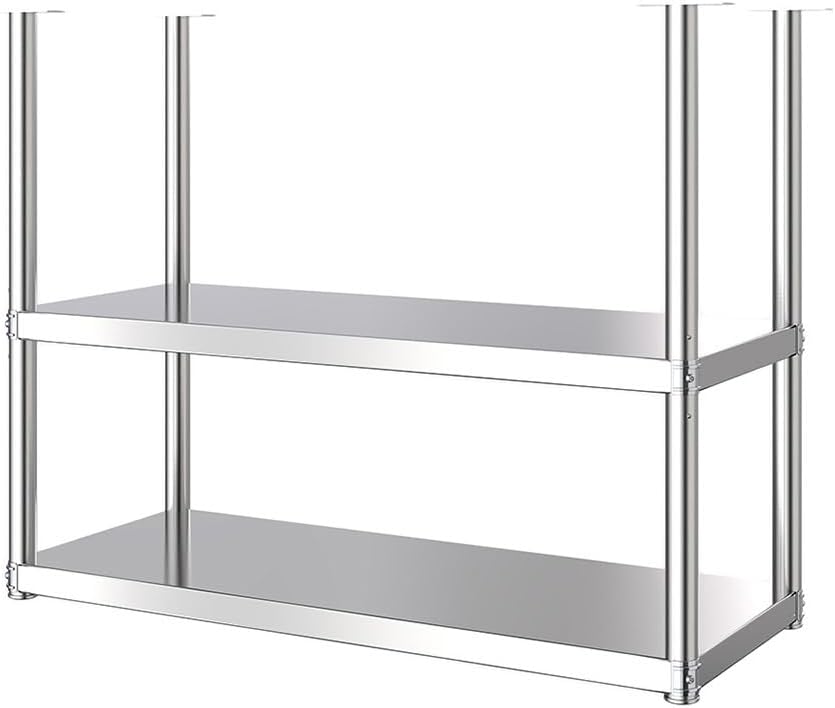 Stainless Steel Ceiling Kitchen Storage Shelf Floating nizer Rack for Restaurant Bar & Warehouse Easy to Install 90x30x100cm - Silver Space-Saving Solution
