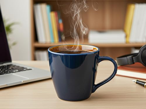 Image of Bodhi House Handcrafted Ceramic Coffee Mug Set of 1 Pieces (350 Ml), Stoneware Tea Cup, Microwave Safe Large Milk Mug, Glossy Finish, Ideal for Daily use, Casual Gatherings and Gifting, Royal Blue