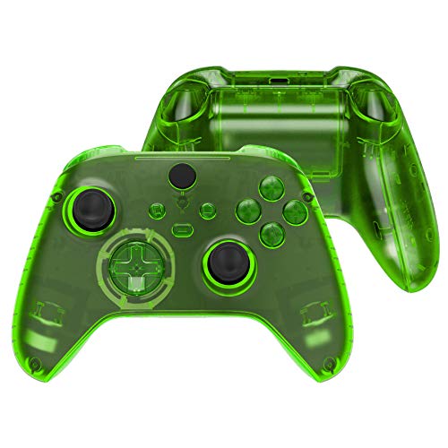 Extremerate Transparent Green Controller Full Set Housing Shell Case W/Buttons For Xbox Series X/S, Custom Replacement Side Rails Front Back Plate Cover For Xbox Series S & Xbox Series X Controller #TOP20