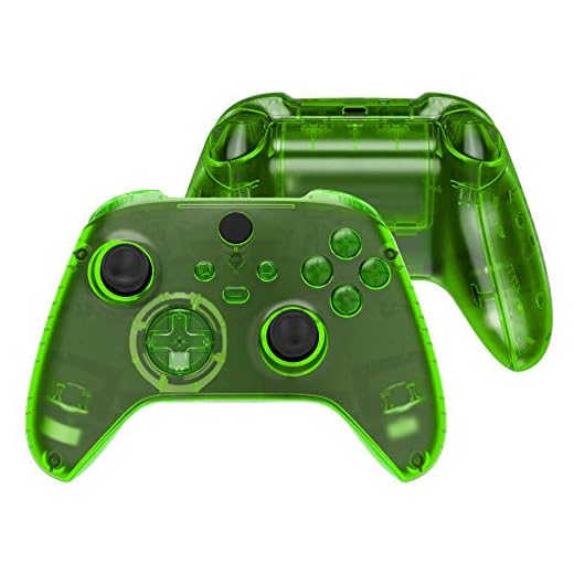 eXtremeRate Transparent Green Controller Full Set Housing Shell Case w/Buttons for Xbox Series X/S, Custom Replacement Side Rails Front Back Plate Cover for Xbox Series S & Xbox Series X Controller