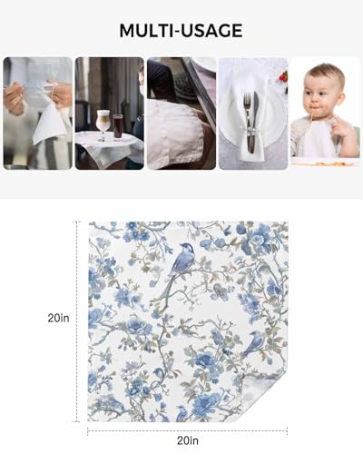 Servilletas de Tela Con Estampado Floral Azul Juego x4 miniatura 5