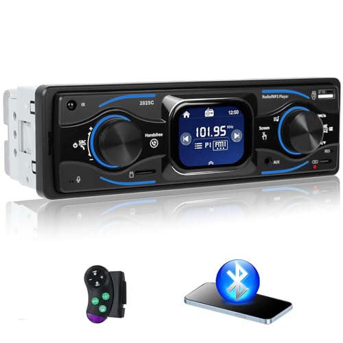 Single Din Bluetooth Multimedia Car Stereo Radio,1 Din Car Audio MP3 Player Support Hands-Free Calls/USB/Type-C/FM/TF/AUX-in,Car Radio Receivers with Digital LCD Display SWC