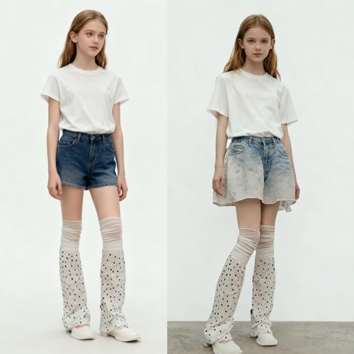 Image of YELAIVP Kawaii Leg Warmers Y2K Knit Lace up Leg Warmers Cute Japanese Harajuku Lolita Leg Warmer for Women Girls