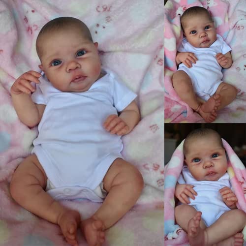 Lonian 20 Zoll bereits bemalte fertige Reborn-Baby-Puppe, lebensechte, weiche Berührung, 3D-Haut, bemaltes Haar sichtbar (Blue Eyes) – Bild 7