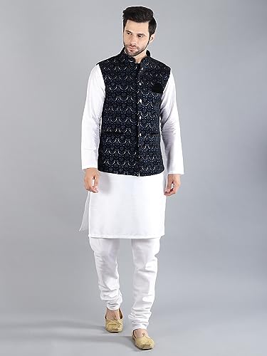 Image of Uri and MacKenzie Men's Silk Blend Kurta Pajama with Designer Ethnic Nehru Jacket /Modi Jacket