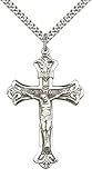 F A Dumont Sterling Silver Crucifix Pendant with 24" Stainless Steel Heavy Curb Chain.