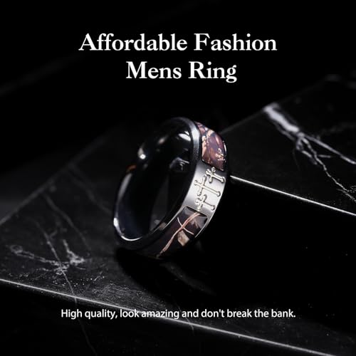King Will 8mm Black Titanium Cross Rings, Men's Wedding Rings Camo Inlay Flat Cut Cross Wedding Band for Men Women Comfort Fit and Durable, Size 7 by King Will - Used condition - Image 2