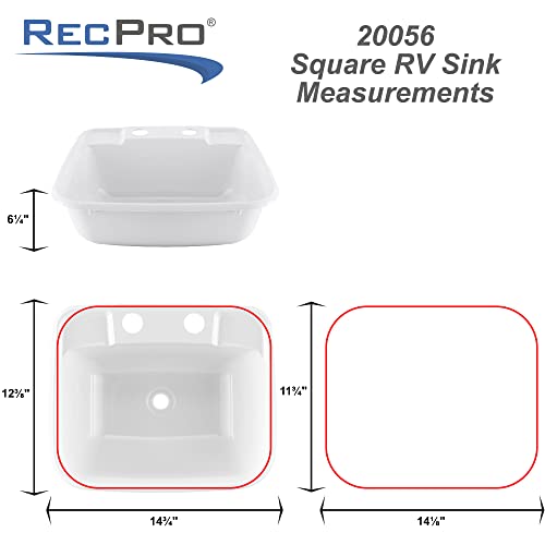 Recpro Rectangle Rv Bathroom Sink | White | Single Bowl Lavatory Sink | Camper Sink | Plastic #TOP3