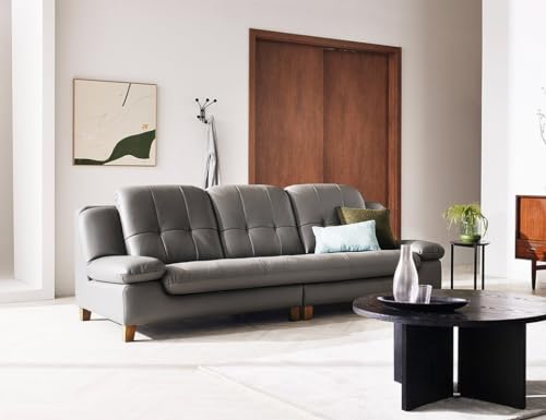 Image of Fabrique Lucida Leatherette Diligent 4 Seater Sofa Set with Puffy | Premium Luxuries Standard & Comfortable Furniture Perfect for Home Guests Office & Living Room, Bedroom, Hall | Grey2
