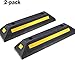 Produktbild 2er Gummi Parkbegrenzung,Schwerlast Parkblöcke Parkplatzbegrenzung,Schwarz Randstein Parken Ziel mit Gelb Reflektierende Streifen,Rad Halt Stopper Parkplatzsperren für Auto