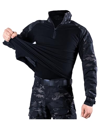 Taktische Combat Shirt Slim Fit Baumwollhemd Outdoor Paintball Airsoft T-Shirt für Schießen Jagd CS Game