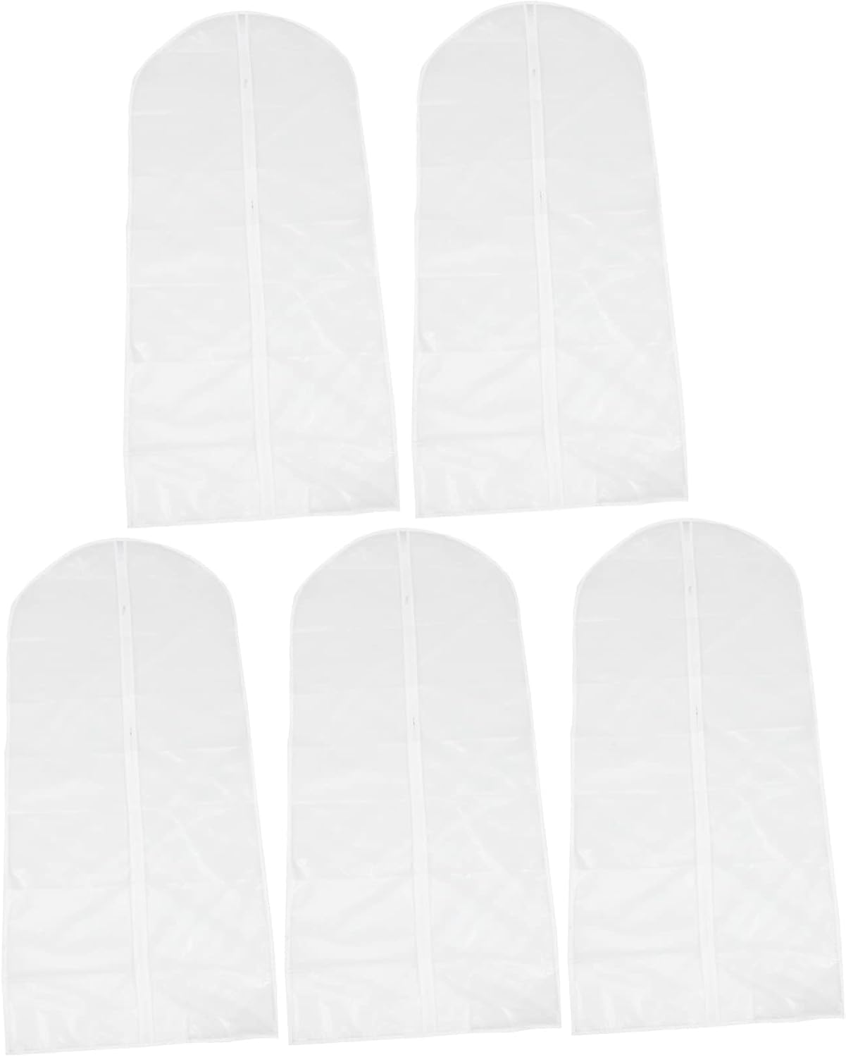 5pcs Hanging Garment Bag Clothes Storage Bag Cover Dress Protective Cover Translucent Easy Zipper Wardrobe