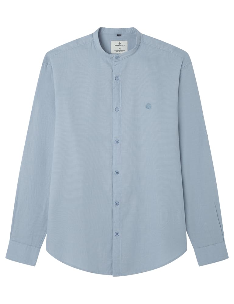 SPRINGFIELD Men's Daily Refresh Estructura Mao Shirt, Sky Blue, L