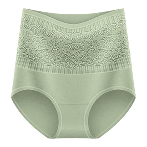 Ropa Interior Sexy Mujer Braguitas Moldeadoras de Cintura Alta Sin con Detalle de Encaje Floral para Mujer Confort Diario 4piezas (Green, XXL)