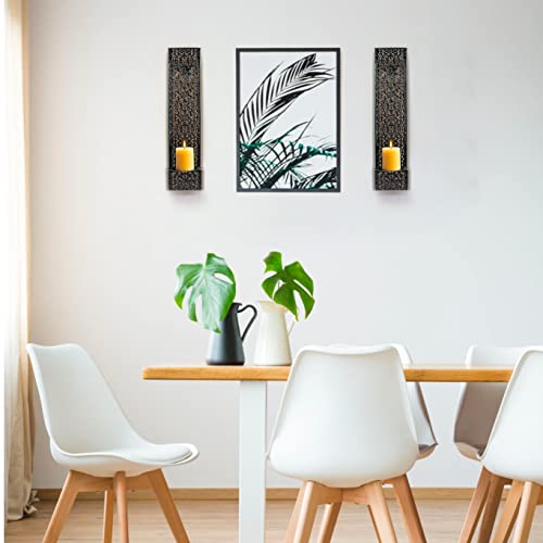 Wall Sconce Candle Holder, Wall Sconces Set Of 2 For Pillar Candles, Farmhouse Wall Mounted Candle Holders, Black Metal Wall Sconces Decor For Living Room, Bathroom, Dining Room(Candles Excluded) #TOP3