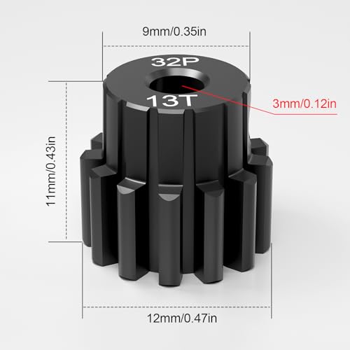OGRC 3943X Hardened Steel 32P 13T Pinion Gear for Traxxas TRX4 TRX6 Slash Rrustler Stampede Raptor 4x4 VXL Upgrade Parts