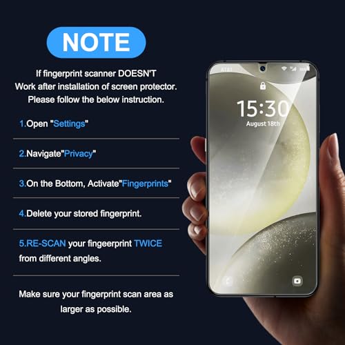 Image of Uyiton for Samsung Galaxy S25 / S24 Screen Protector - 2 Pack | Ultra HD Clarity, Fingerprint Unlock, 9H+ Hardness, Scratch-Resistant, Anti-Fingerprint, Bubble-Free, Easy Install
