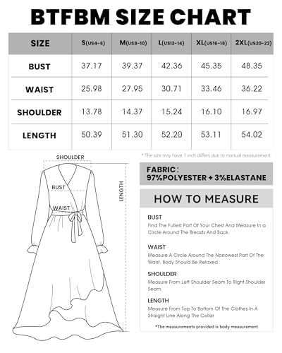 BTFBM Women Long Sleeve Wrap Maxi Dress V Neck Boho Floral High Waist Flowy Ruffle 2023 Summer Fall Dresses with Belt