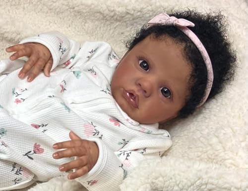 Muñeca reborn negra realista 48 cm para niñas 3+ miniatura 2