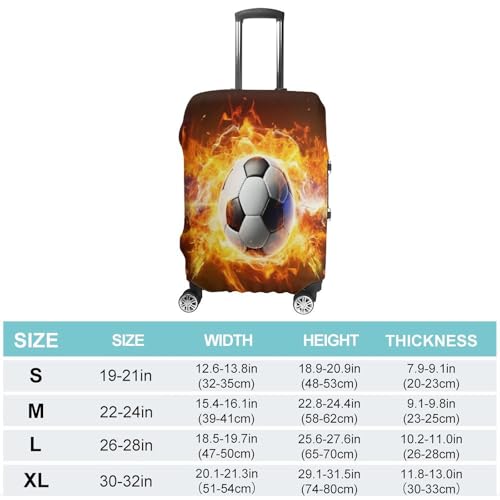 Burning Soccer Ball Travel Luggage Cover Washable Anti-scratch Suitcase Protector Dustproof Protective Cover Case for Wheeled Luggage Fits 19-32 Inch Luggage2
